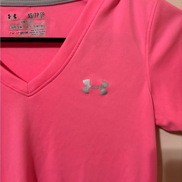 Under Armour Bright Pink V-Neck Tee - Picture 4 of 4